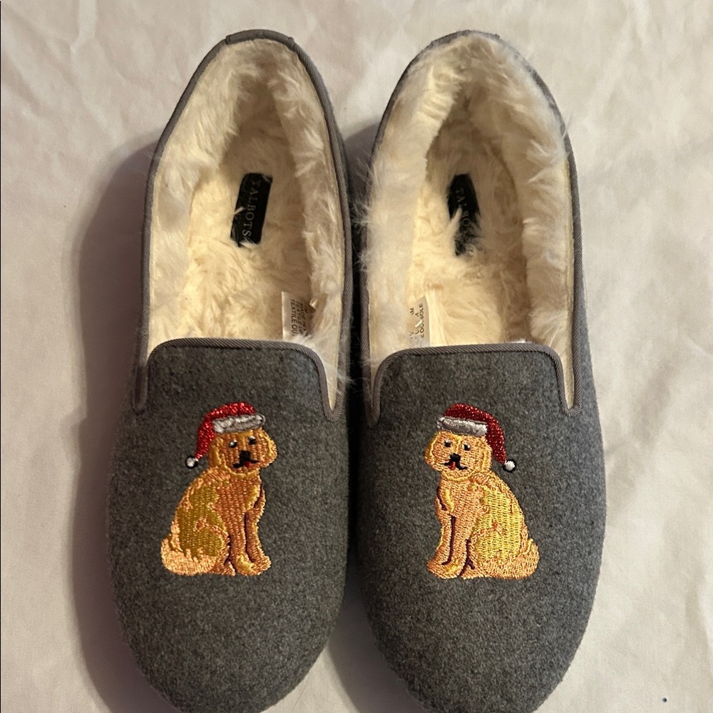 Talbots Cream Fuzzy Slippers